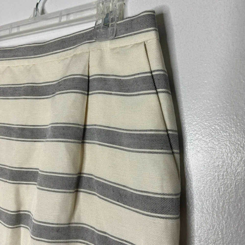 J Crew Striped Linen Silk Pencil Skirt Women's Size 8 Classic Fit